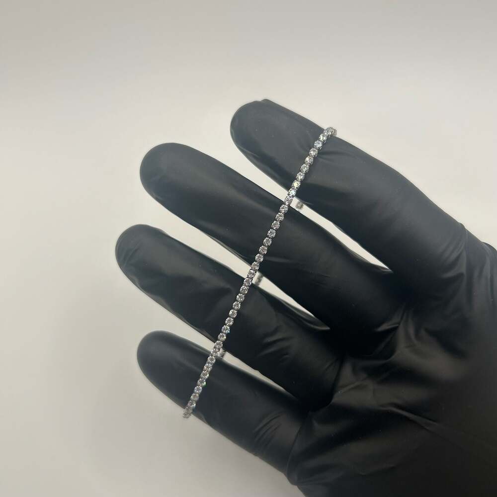 2mm Moissanite Silver Adjustable Tennis Bracelet Womens No Pass Tarnish Free